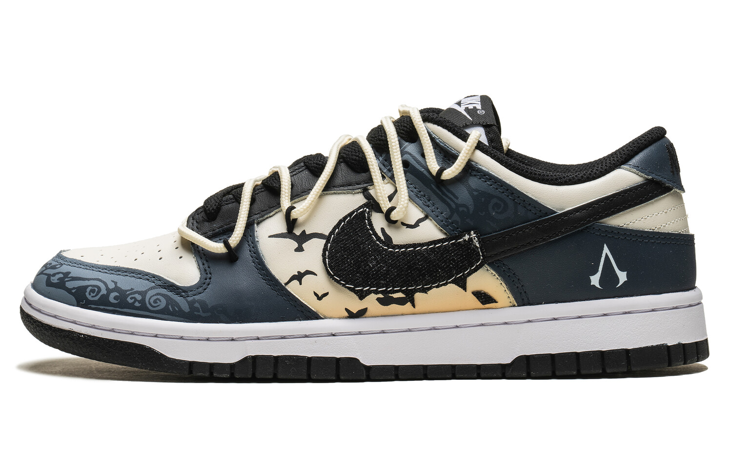 

Кроссовки Nike Dunk Skateboarding Shoes Men Low-top White, темно-синий
