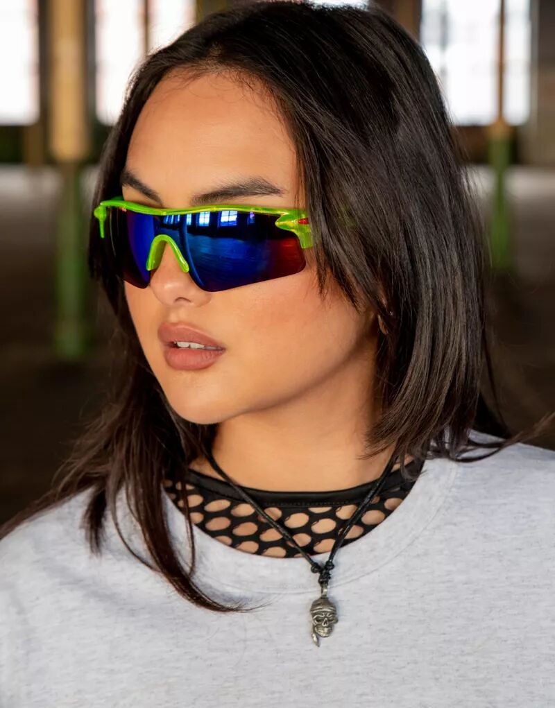 Спортивные солнцезащитные очки DBDNS неоново-зеленого цвета с защитой UV400 Dream But Do Not Sleep
