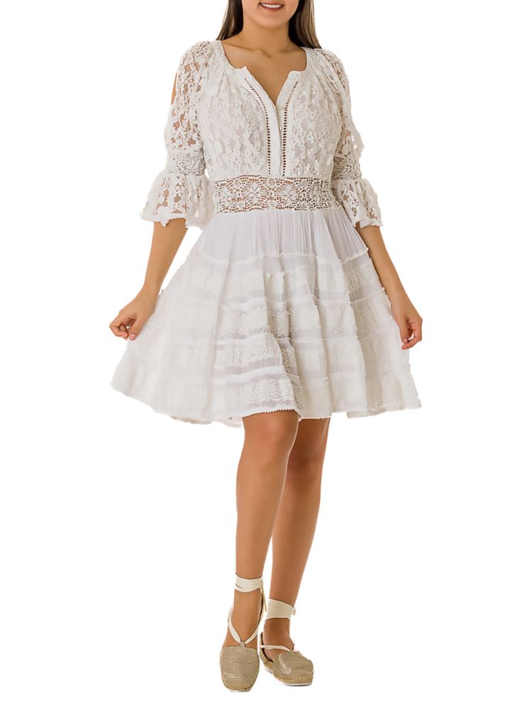 цена Кружевное многоярусное платье А-силуэта Ranee'S, белый