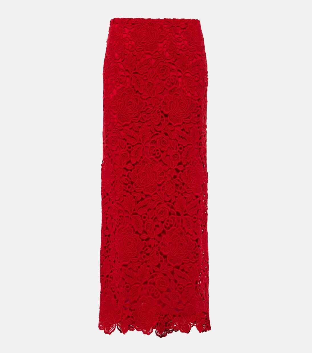 

Кружевная юбка макси из смесовой шерсти Valentino, красный