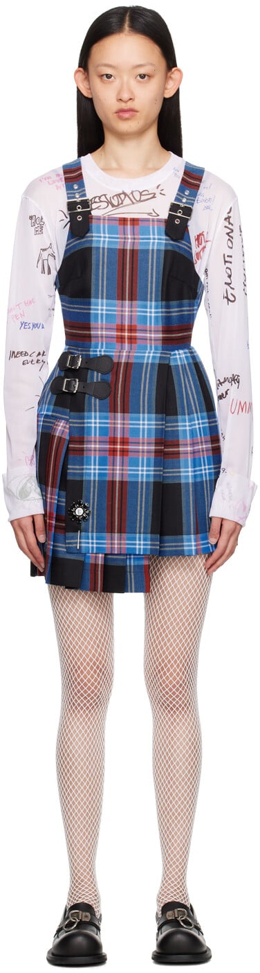 

Синее мини-платье в клетку Charles Jeffrey Loverboy