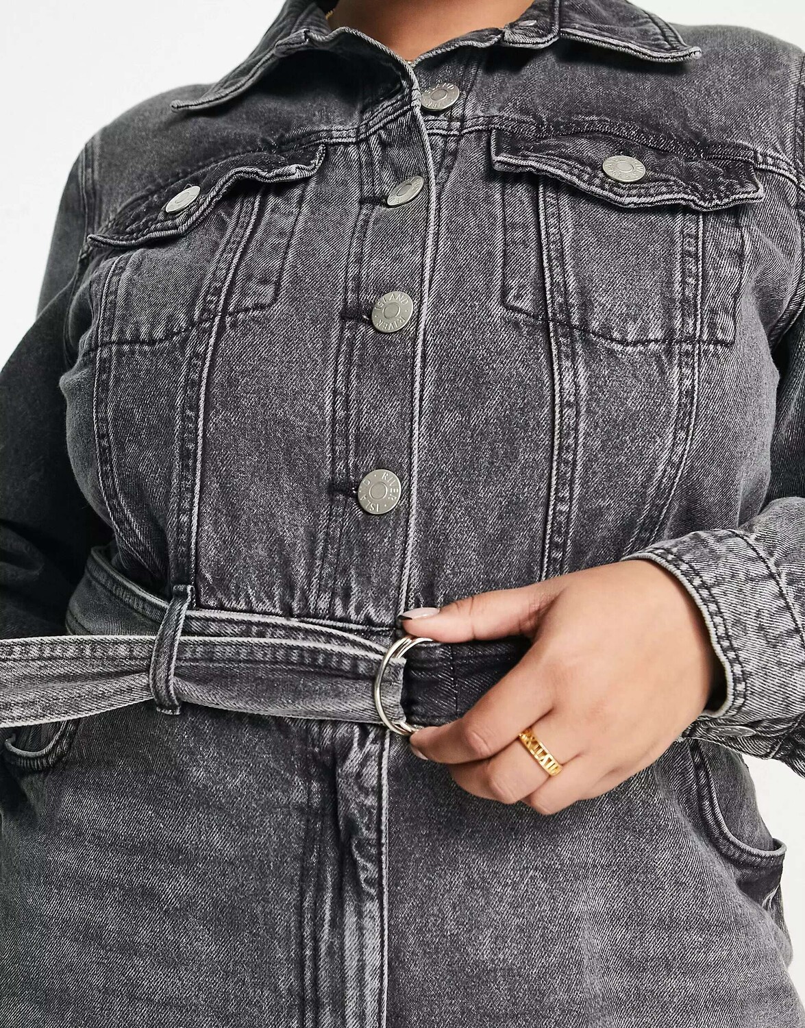 

Черный джинсовый комбинезон River Island
