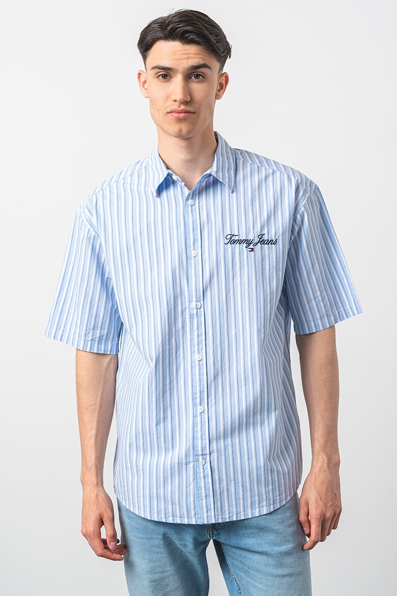 

Полосатая хлопковая рубашка Tommy Jeans, синий