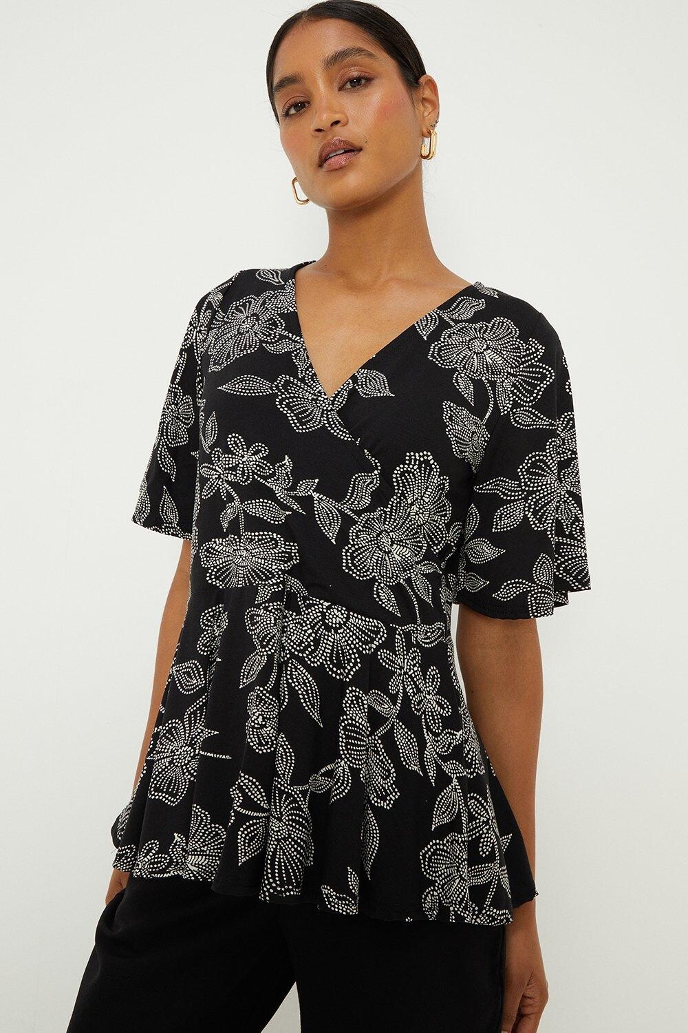 

Черный топ с рукавами ангела и запахом Dorothy Perkins, черный