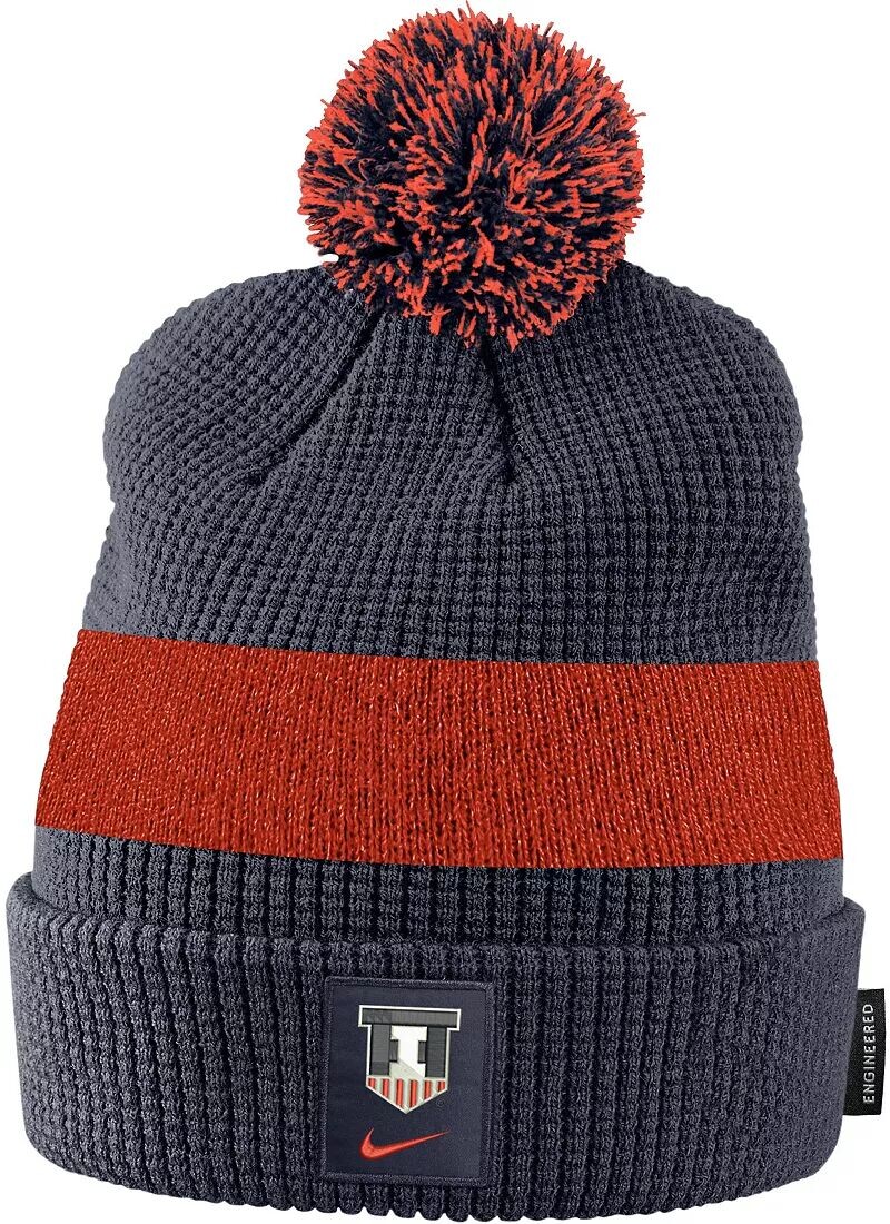 

Синяя футбольная шапка с помпоном на манжетах Nike Illinois Fighting Illini
