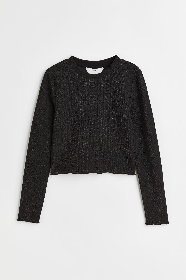 

Укороченная рубашка из хлопкового трикотажа H&M