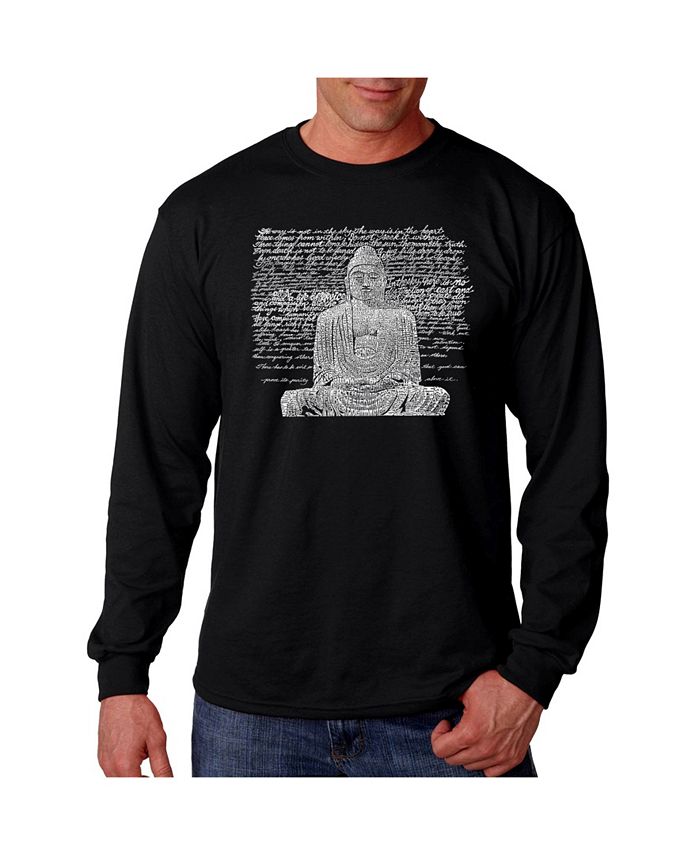 Мужская футболка с длинным рукавом Word Art — Zen Buddha LA Pop Art, черный
