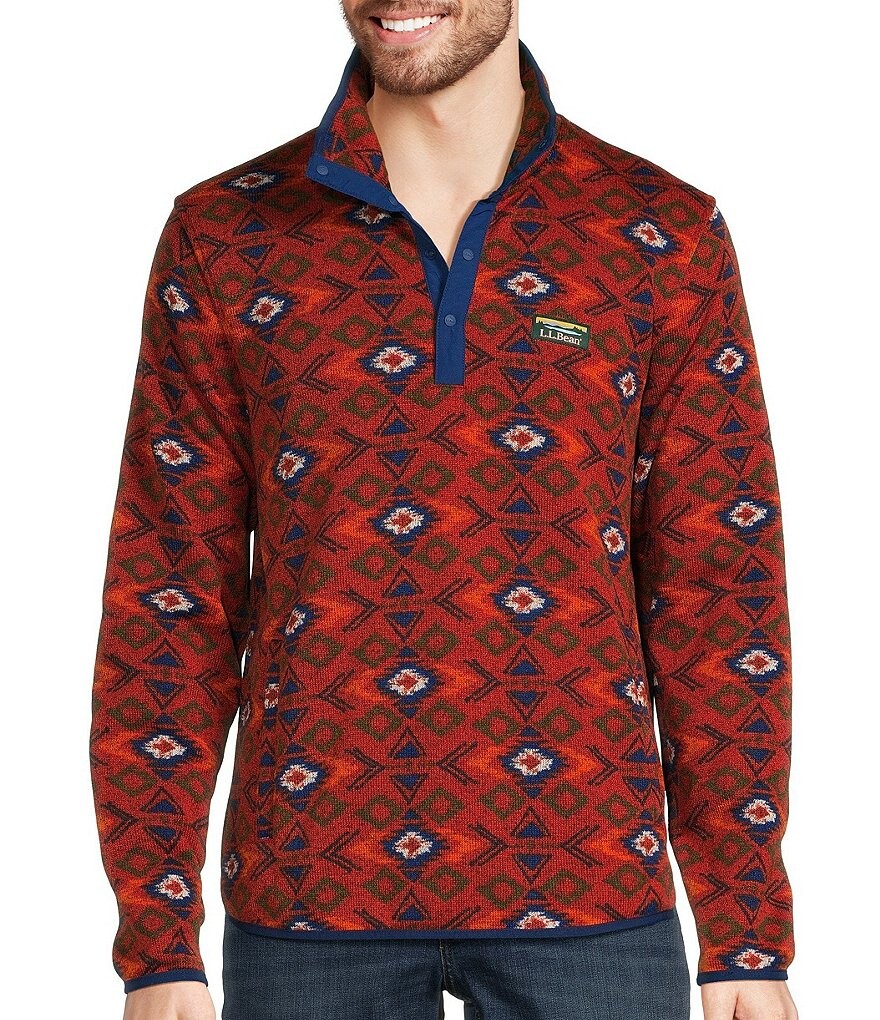 

L.L.Bean Sweater Флисовый пуловер с геопринтом, красный