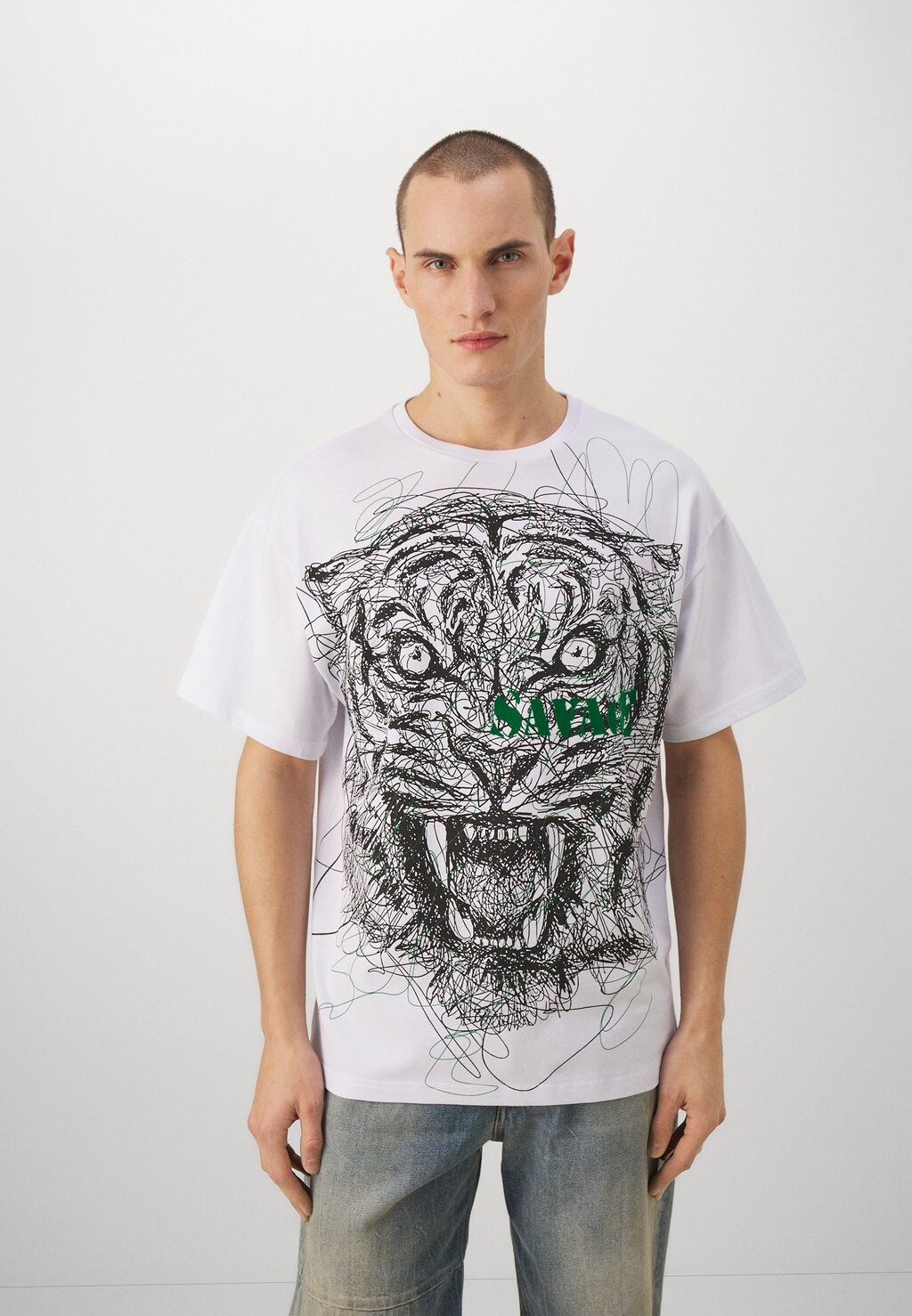 

Футболка с принтом Tiger Just Cavalli, белый