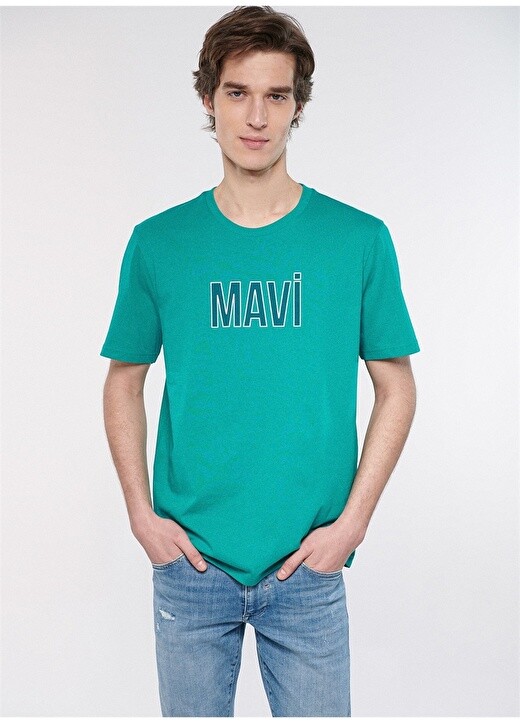 

Простая синяя мужская футболка с круглым вырезом Mavi, Синий