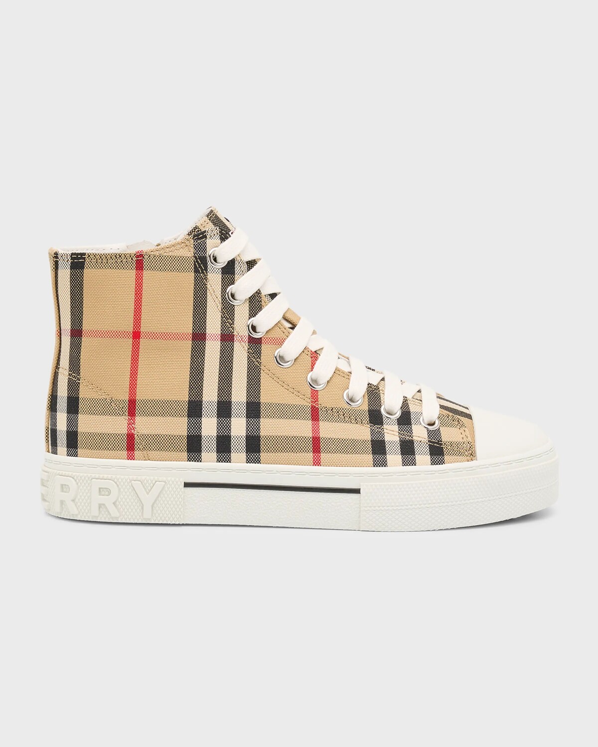 

Детские высокие кеды в клетку Mini Jack Check Burberry, цвет Archive Beige Check