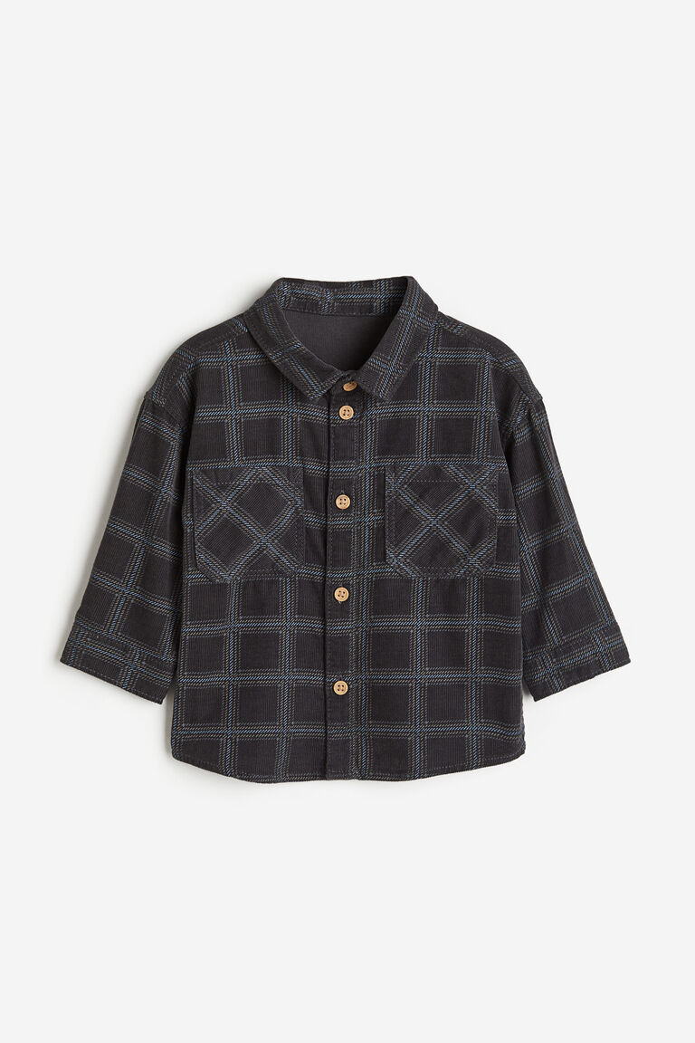 Рубашка из хлопкового вельвета H&M, серый