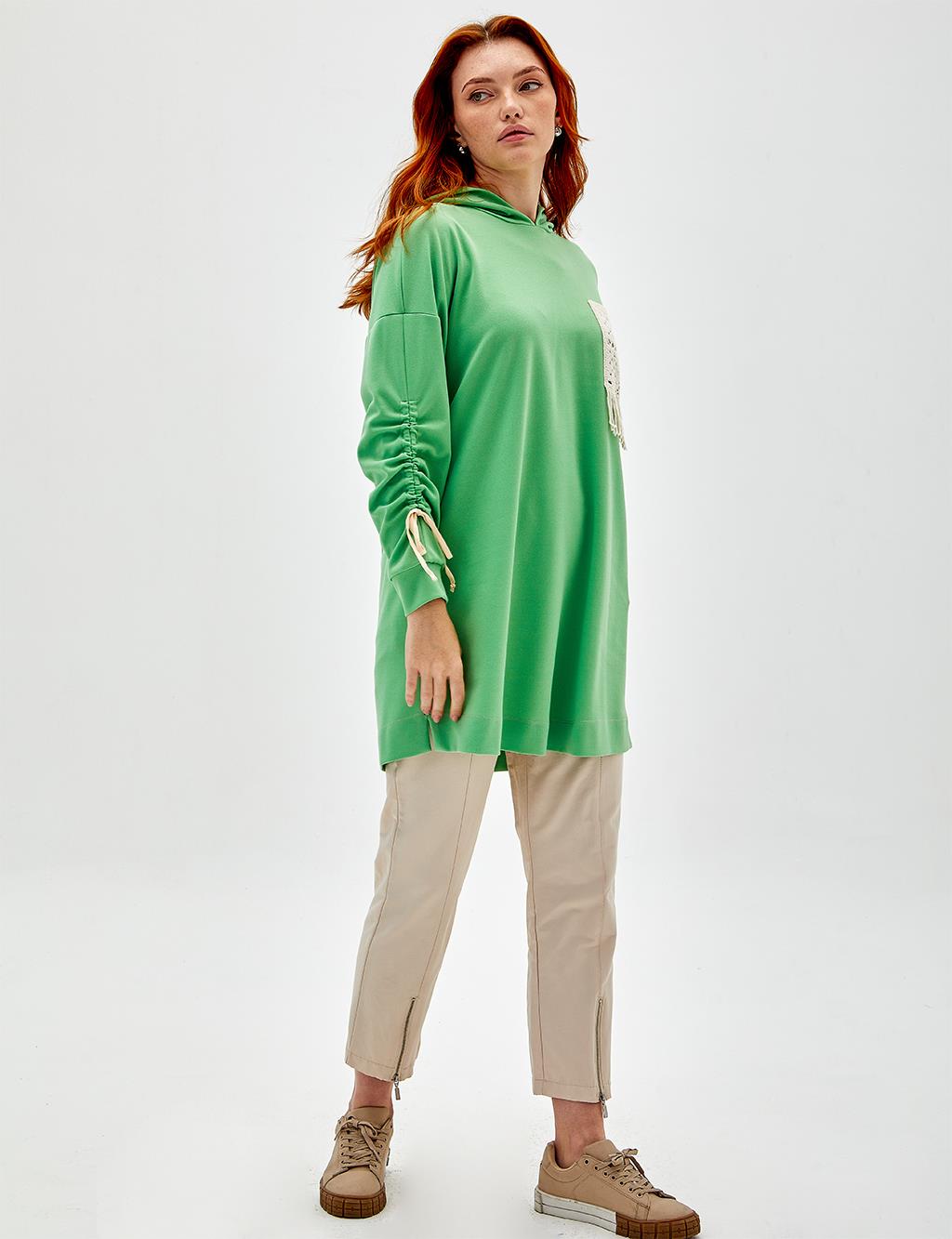 Толстовка с кружевными карманами Светло-зеленый KYR