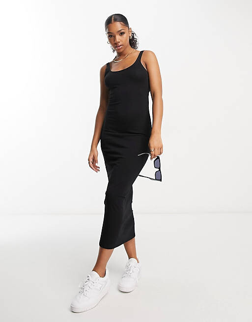 

Черное платье миди с овальным вырезом на спине Miss Selfridge
