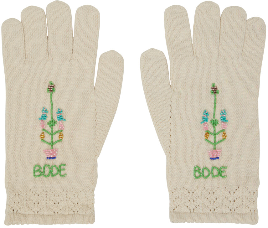 

Белоснежные перчатки с бисером Bode
