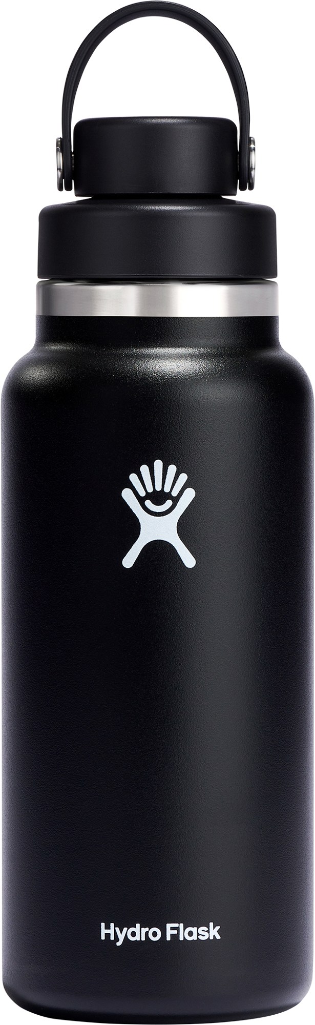 Вакуумная бутылка для воды с широким горлышком и гибкой крышкой - 32 эт. унция Hydro Flask, черный