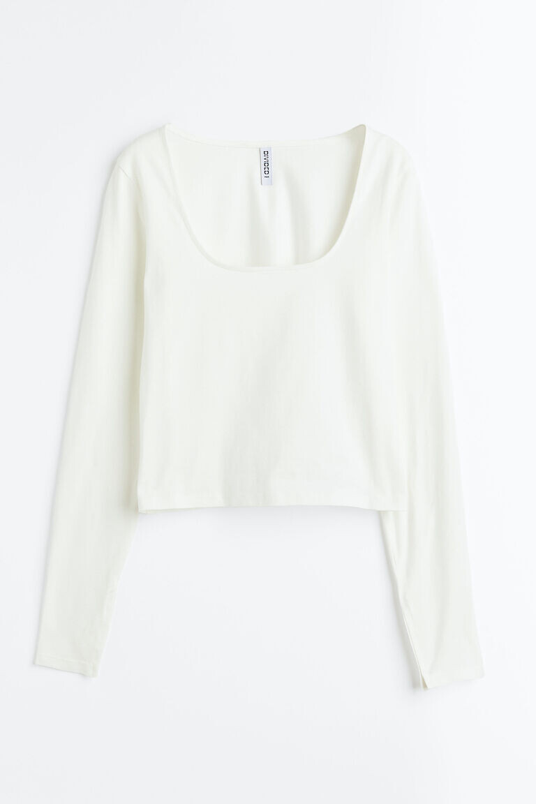 

Хлопковый топ с длинными рукавами H&M, белый