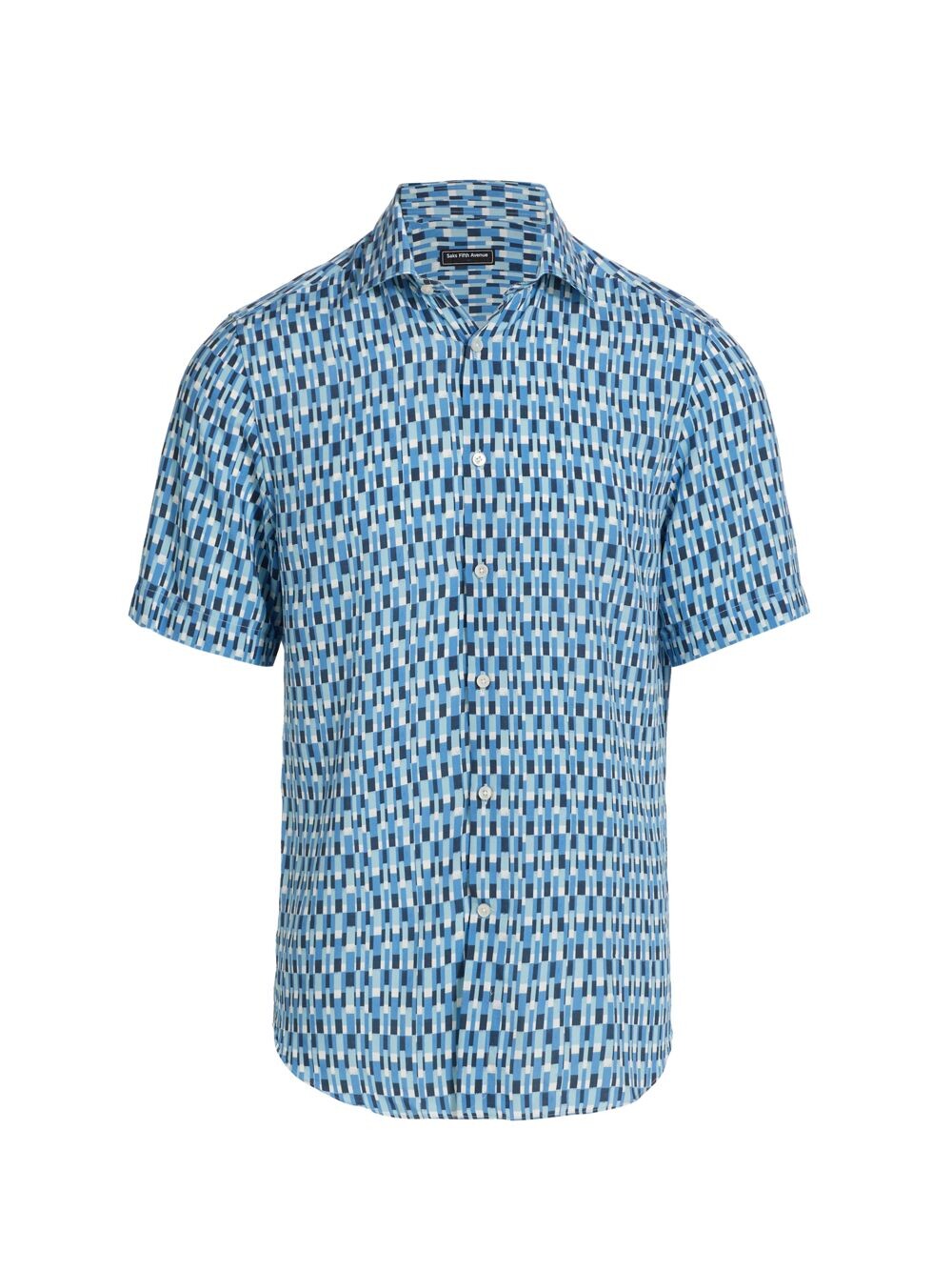 

Рубашка Slim Fit с короткими рукавами в полоску Geo Saks Fifth Avenue, синий