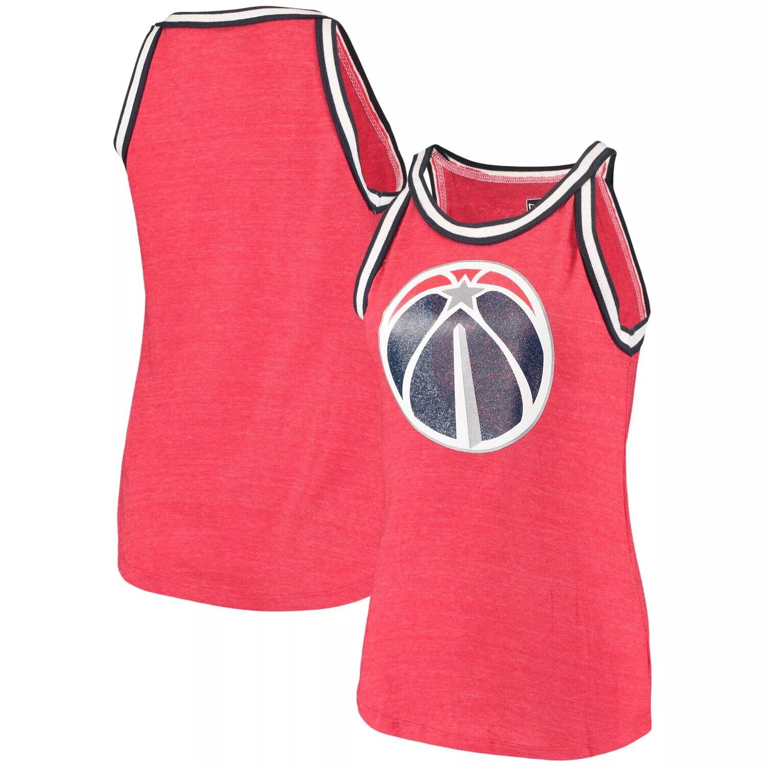 

Женская майка 5th & Ocean от New Era Heathered Red Washington Wizards в полоску с отделкой из трех смесей New Era