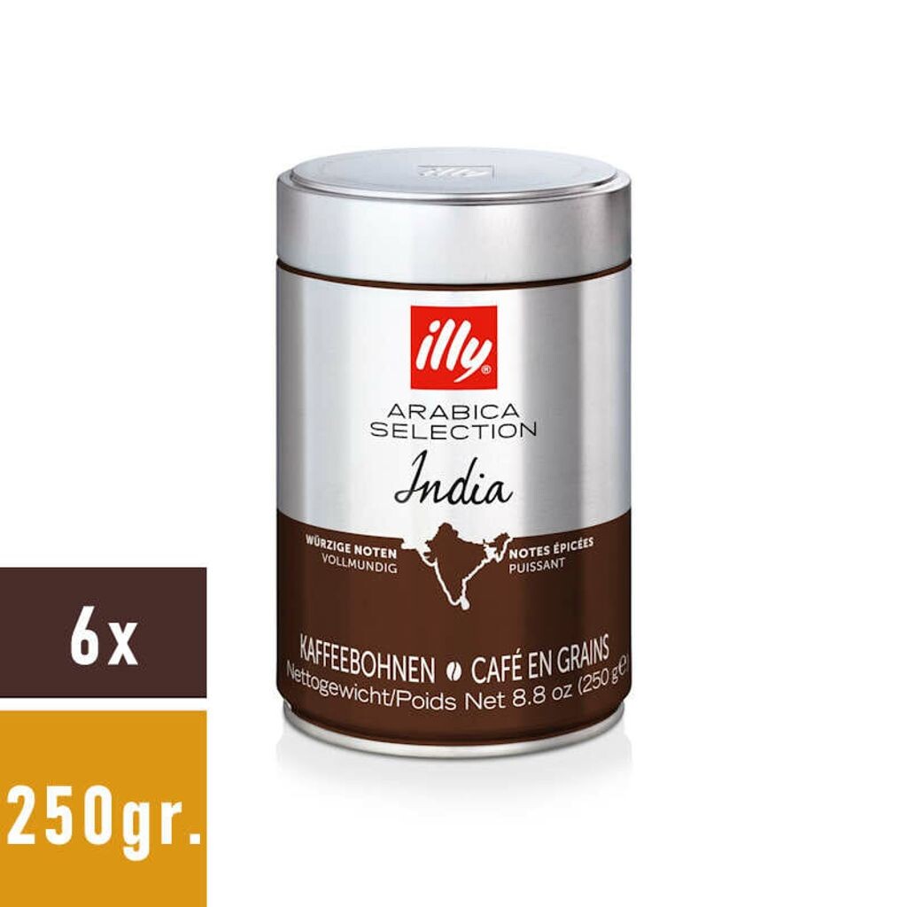 

illy Arabica Selection India - 6 кофейных зерен по 250 г, 100% арабика
