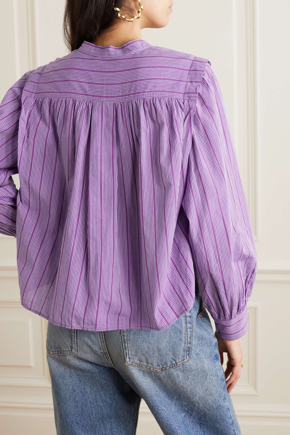

ISABEL MARANT ÉTOILE блузка Susan из хлопкового поплина в полоску, фиолетовый