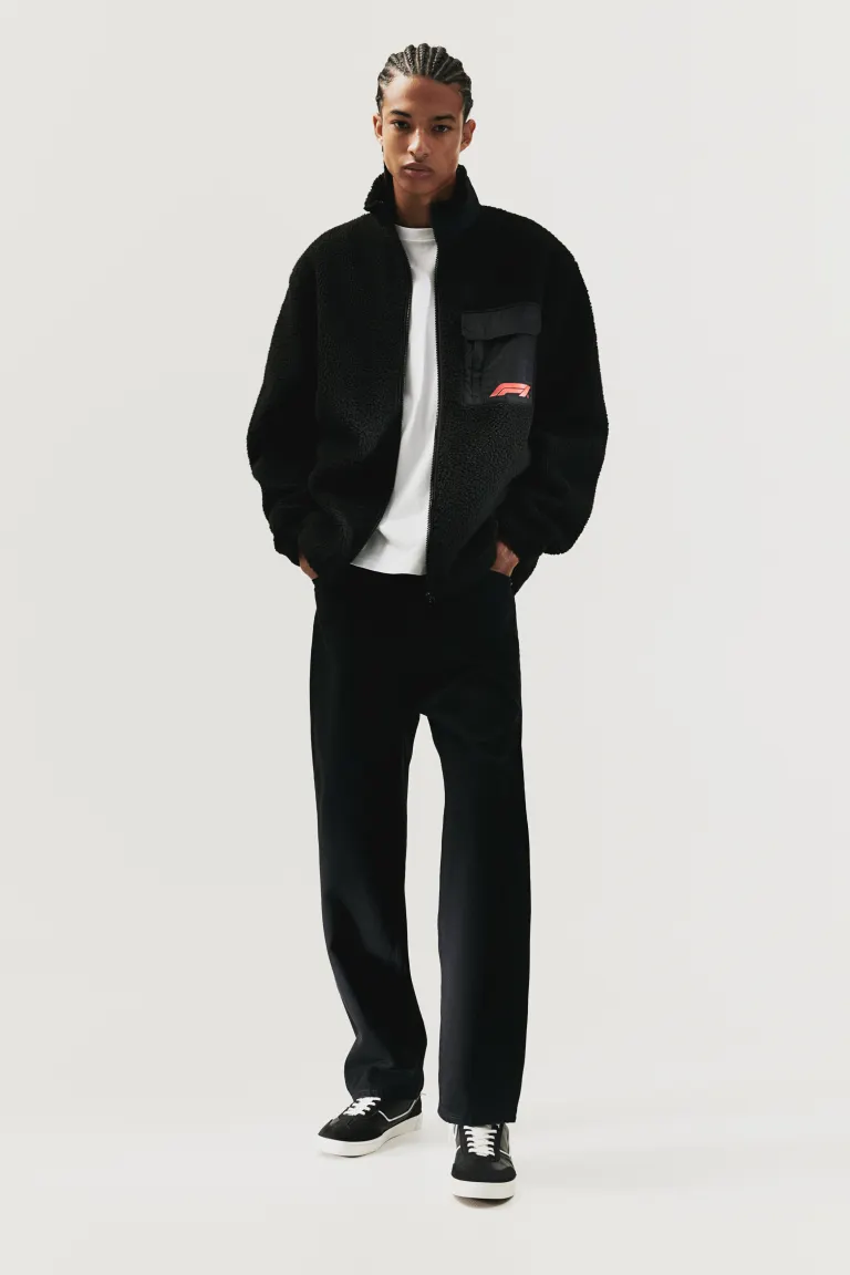 Флисовая куртка свободного кроя H&M, черный