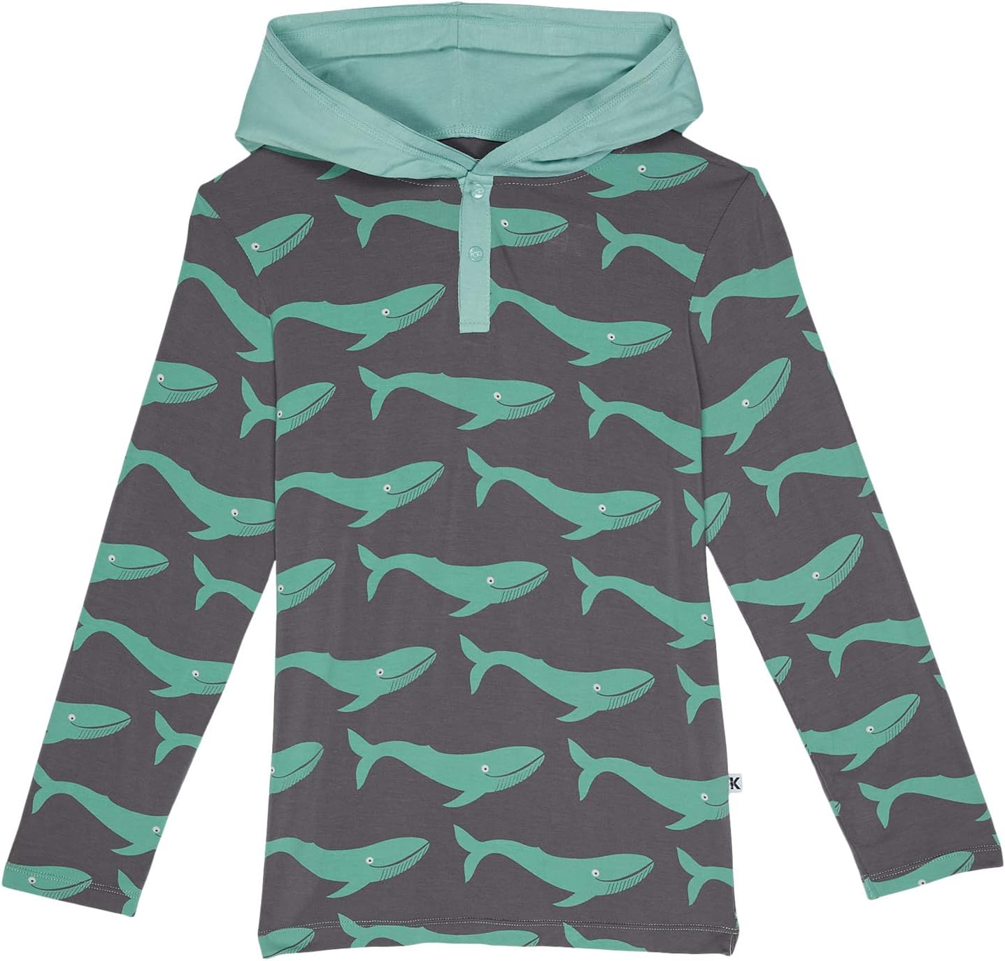 

Футболка Kickee Pants Long Sleeve Hoodie Tee, цвет Rain Whale