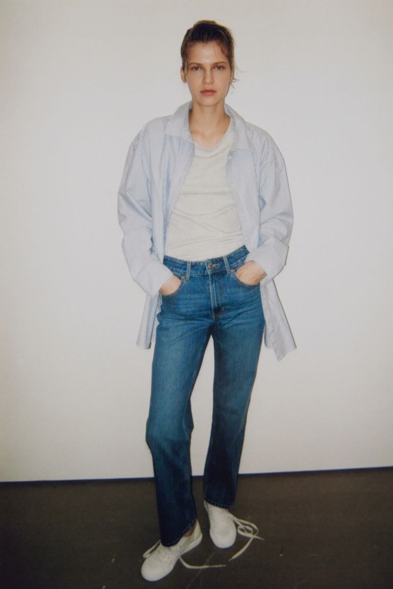 Узкие высокие джинсы H&M, синий