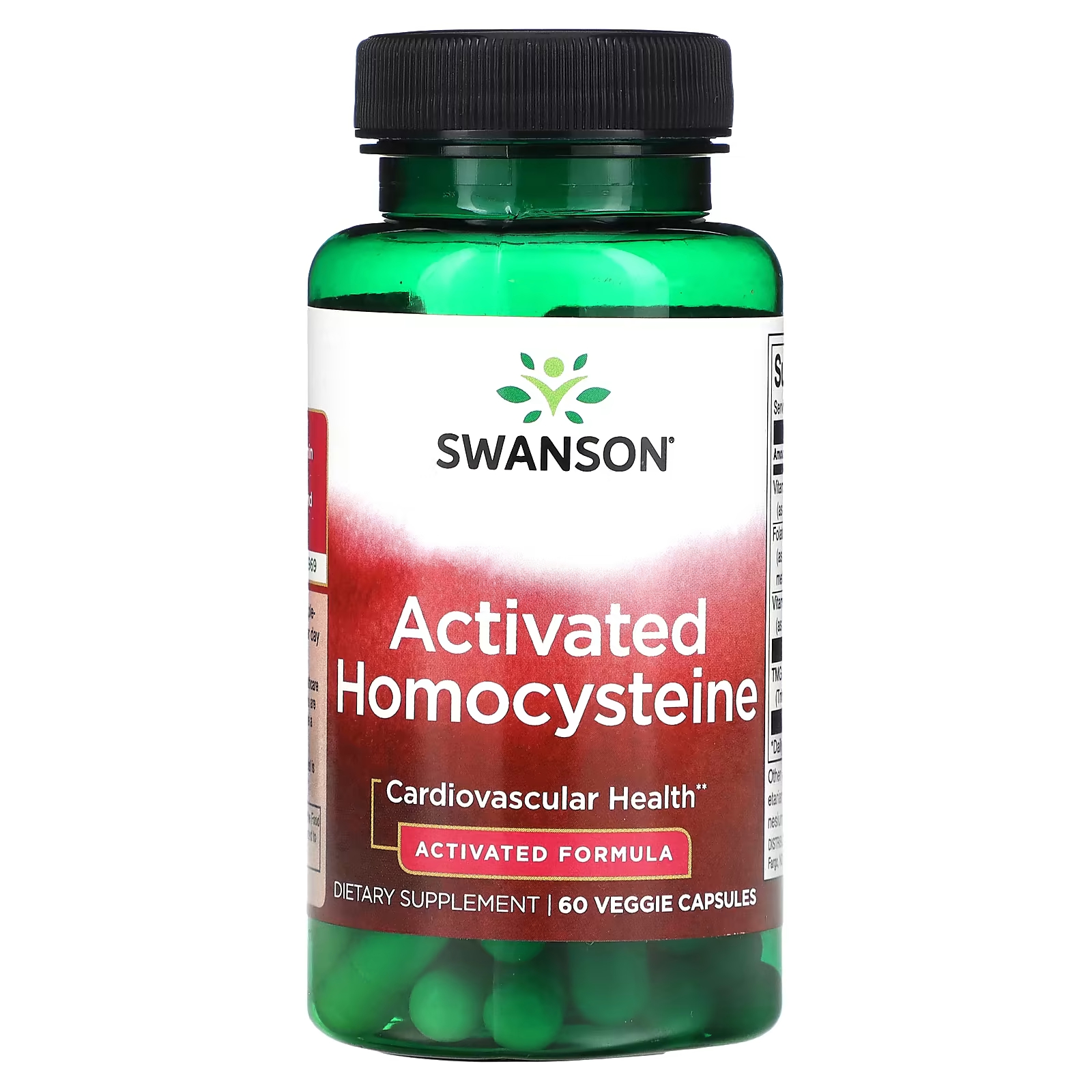 Пищевая добавка Swanson активированный гомоцистеин, 60 растительных капсул life extension биоактивные фолат и витамин b12 90 вегетарианских капсул