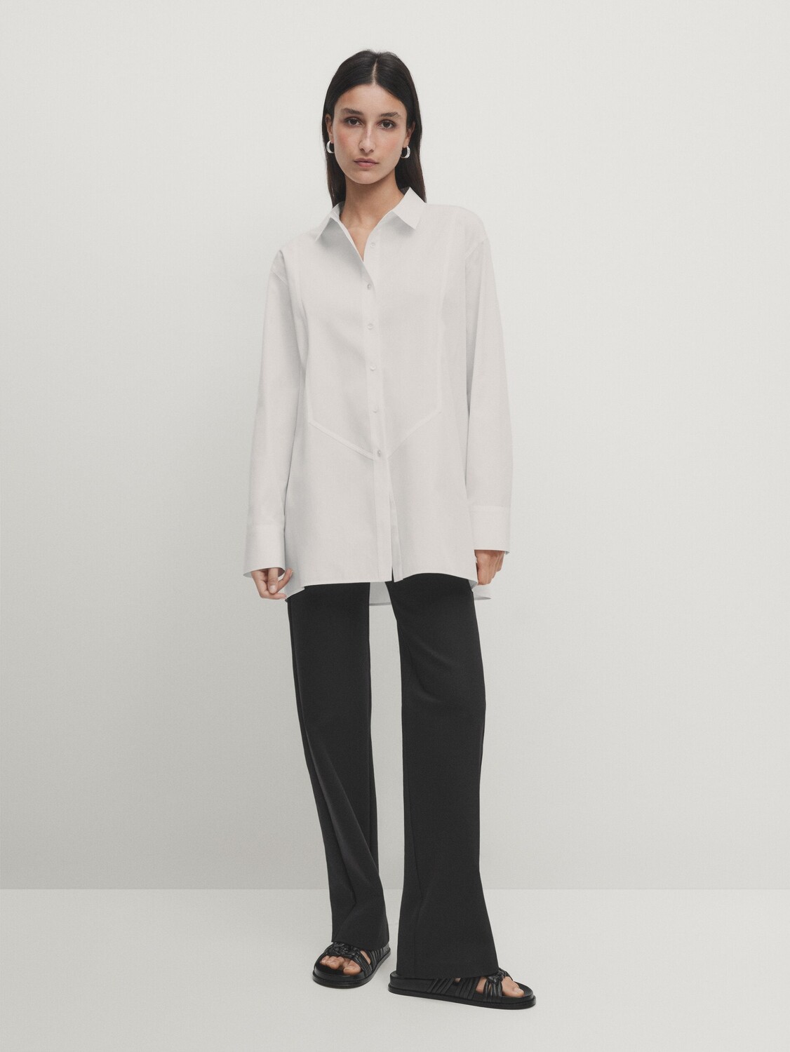 

Рубашка из хлопкового поплина Massimo Dutti, белый