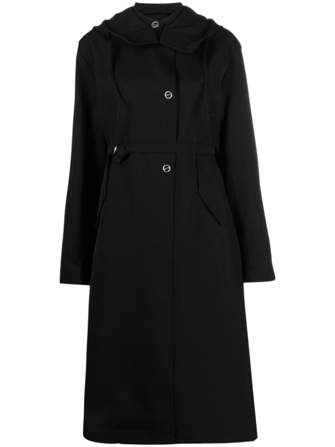 

Jil Sander шерстяное пальто с капюшоном, черный