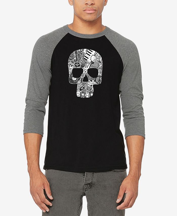 Мужская бейсбольная футболка с надписью Rock N Roll Skull реглан LA Pop Art, серебро эмберн эллис дженис джоплин жемчужина рок н ролла