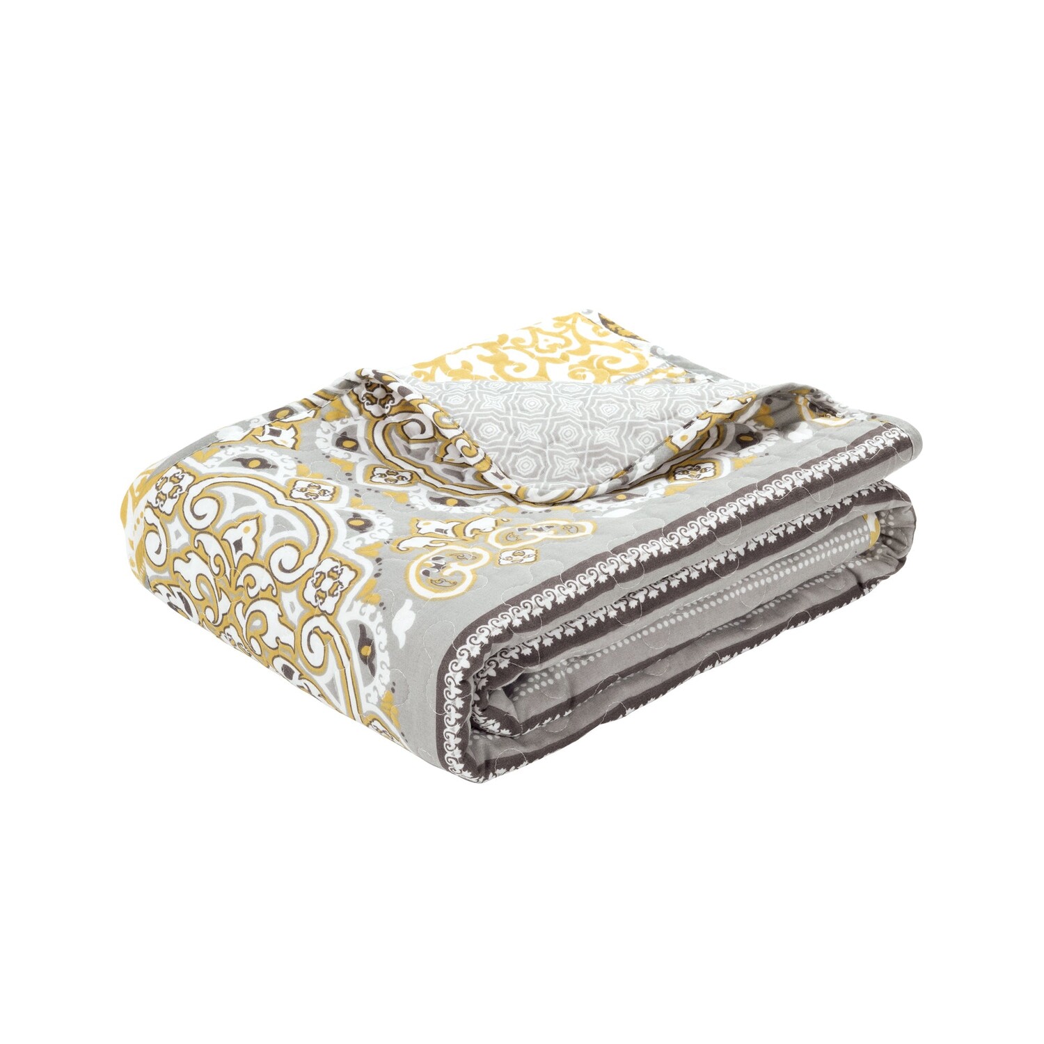 

Двусторонний хлопковый плед Nesco Stripe Lush Decor, цвет Yellow_Gray
