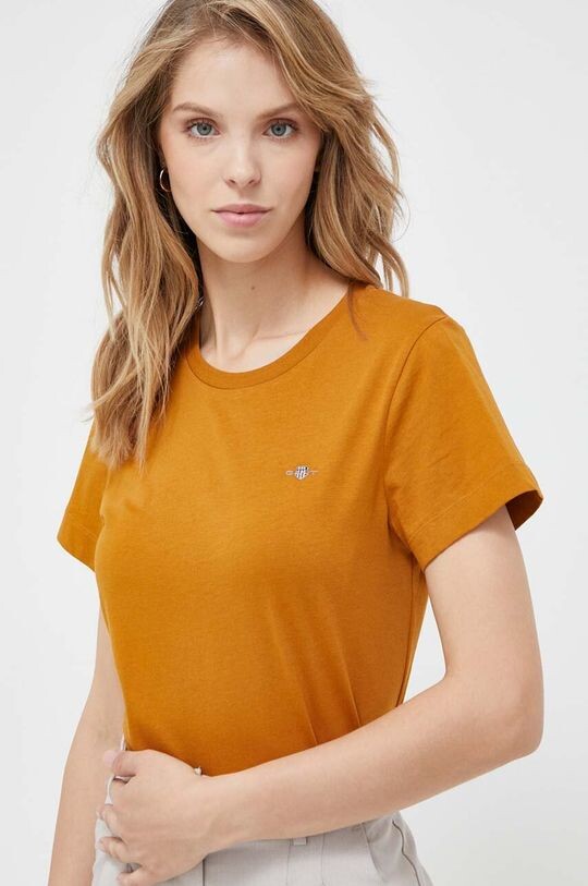 

Хлопковая футболка Gant, коричневый