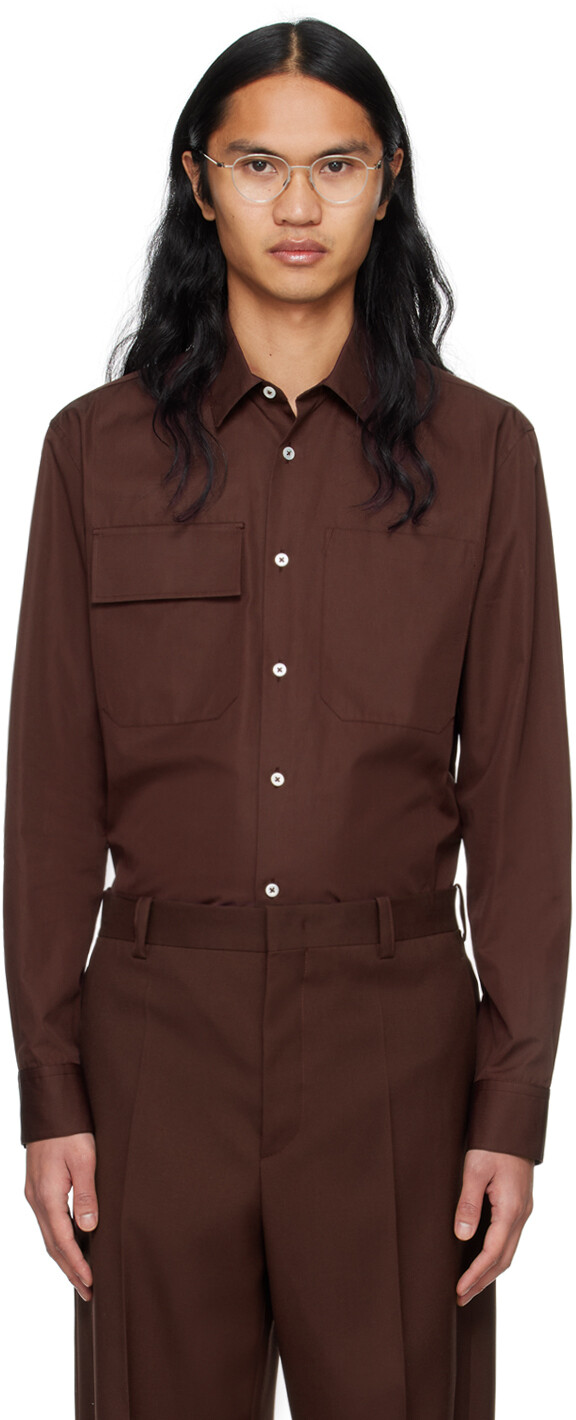 

Коричневая рубашка с карманом Jil Sander