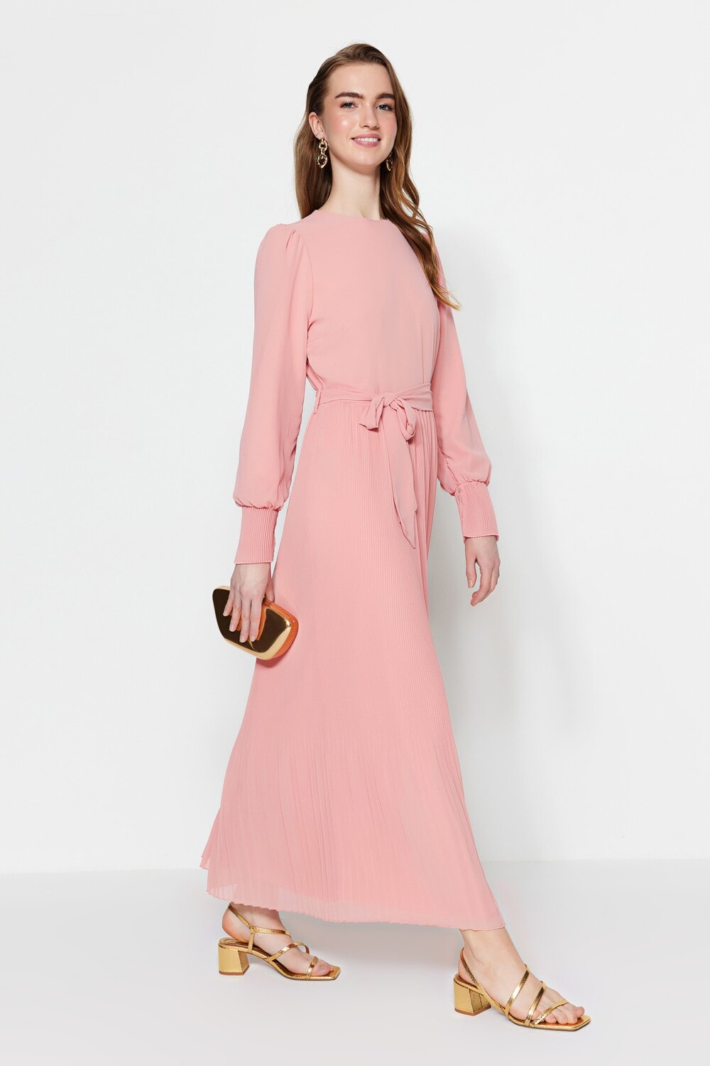 

Вечернее Платье - Розовый - Макси Trendyol Modest, розовый, Черный