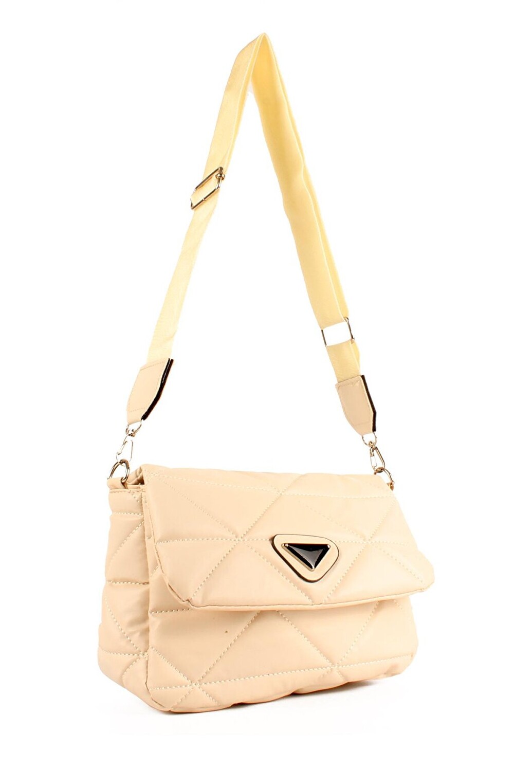 

Женская сумка на плечо с ремешком и вышивкой камнями и клапаном (20714) Luwwe Bags, крем
