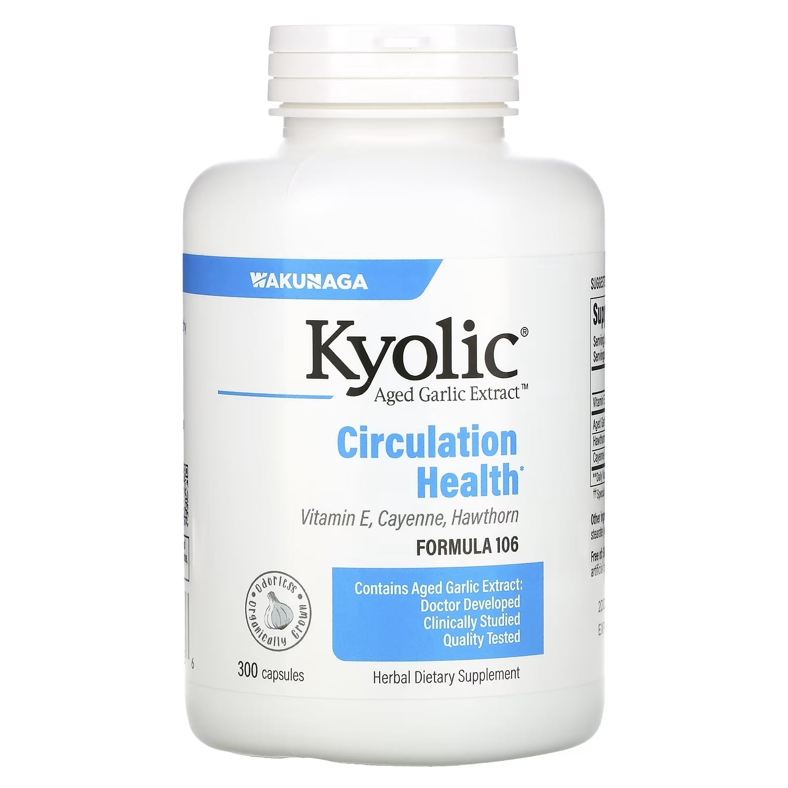 Kyolic Экстракт Выдержанного Чеснока без запаха Формула 106, 300 капсул kyolic экстракт выдержанного чеснока формула 103 для поддержки иммунитета 100 капсул