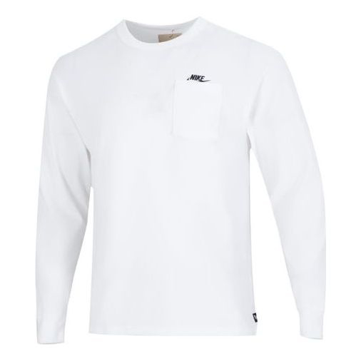 Футболка Men's Nike Solid Color Alphabet Logo Athleisure Casual Sports Round Neck Long Sleeves Autumn, Белый цена и фото