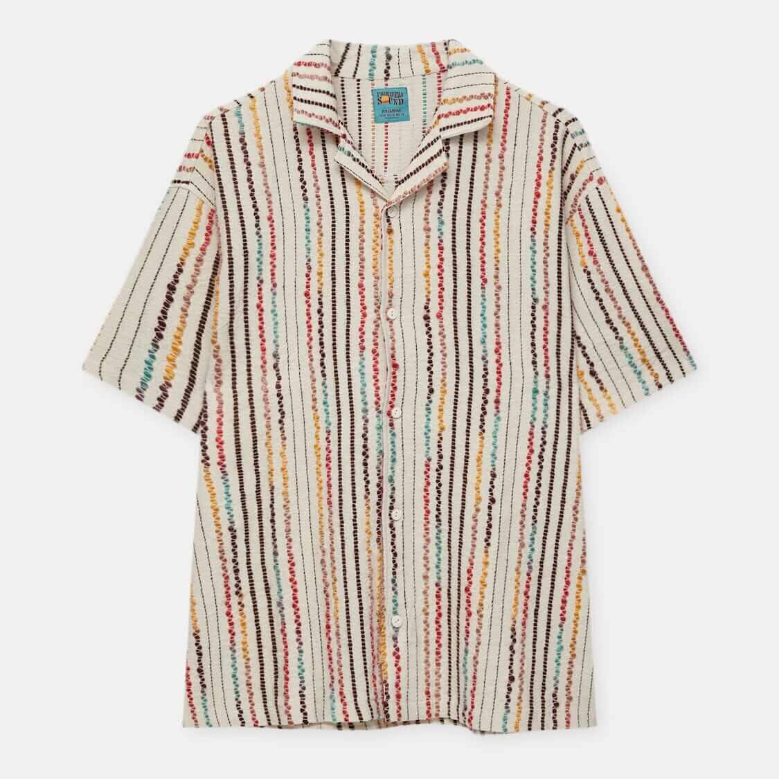 

Рубашка Pull&Bear Primavera Sound в полоску, бежевый