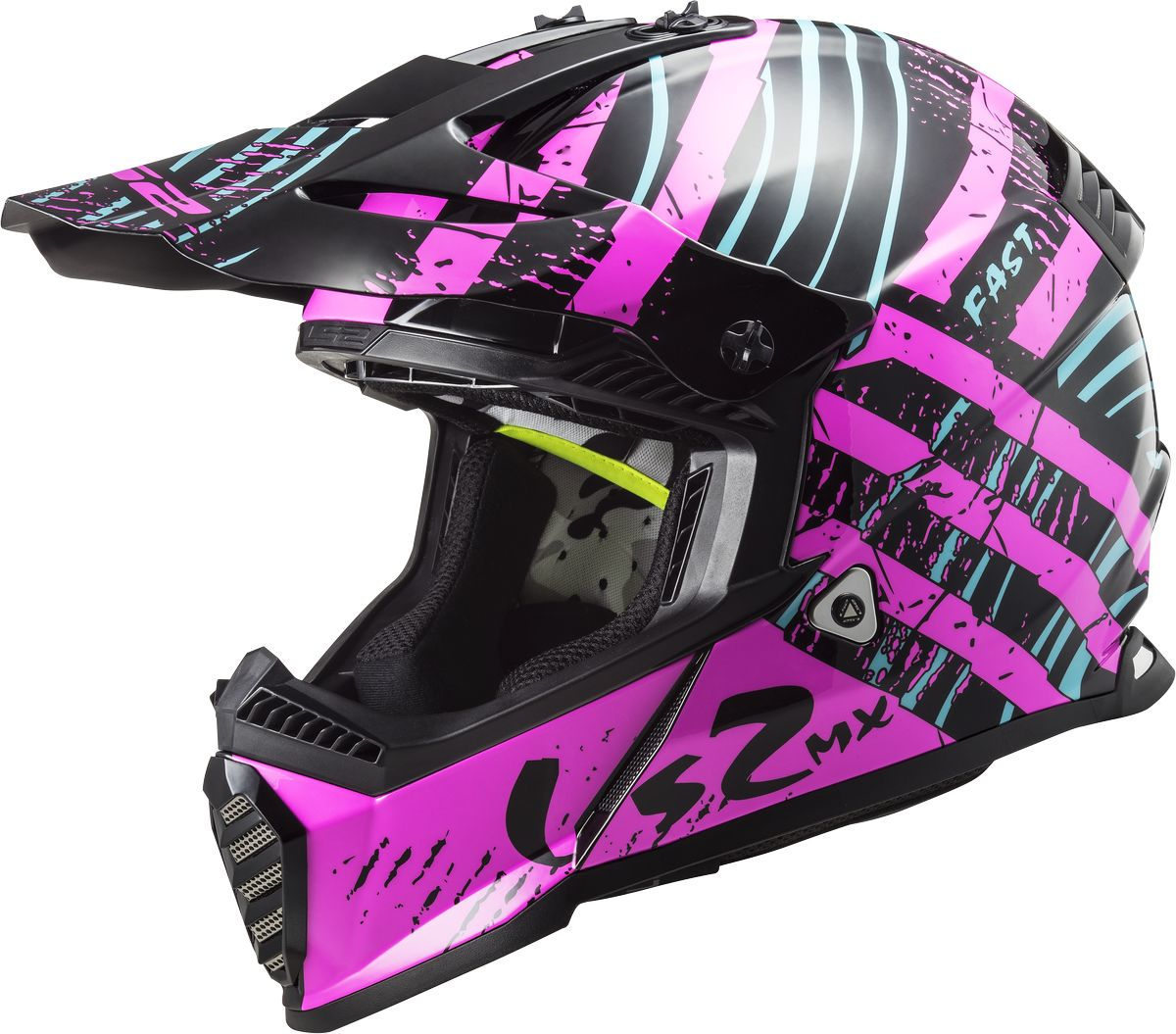 цена Шлем LS2 MX437 Fast Evo Verve для мотокросса, черно-розовый