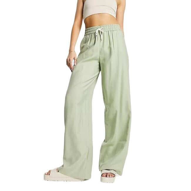 

Широкие брюки Stradivarius Crinkle Pull On, хаки