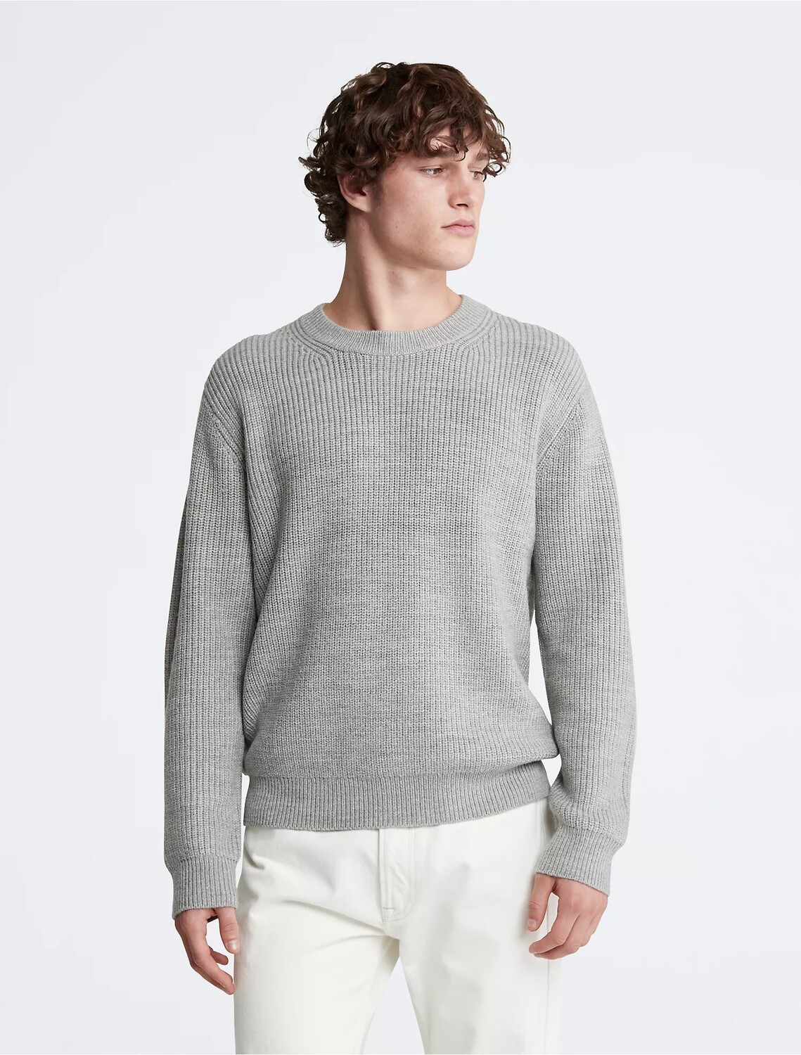 

Свитер Calvin Klein Ribbed Knit Crewneck, серый