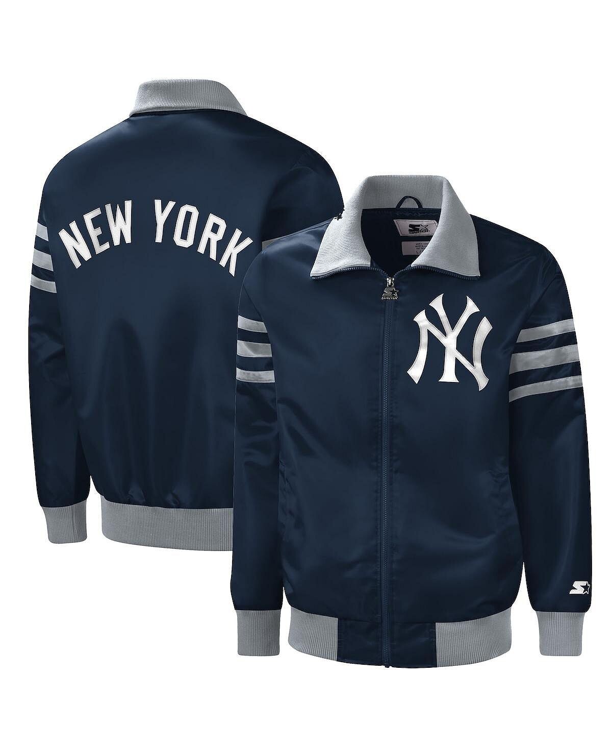 

Мужская темно-синяя университетская куртка new york yankees the captain iii с молнией во всю длину Starter, синий