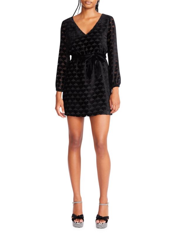

Бархатное мини-платье с сердечным принтом Betsey Johnson Black
