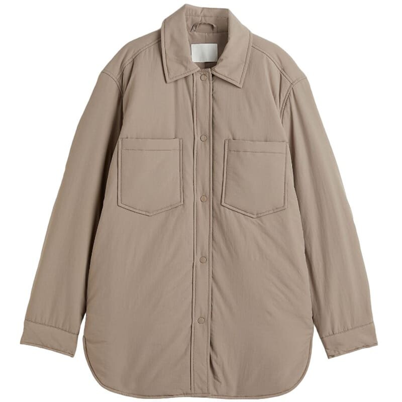 

Куртка-рубашка H&M Oversized Nylon, серо-коричневый