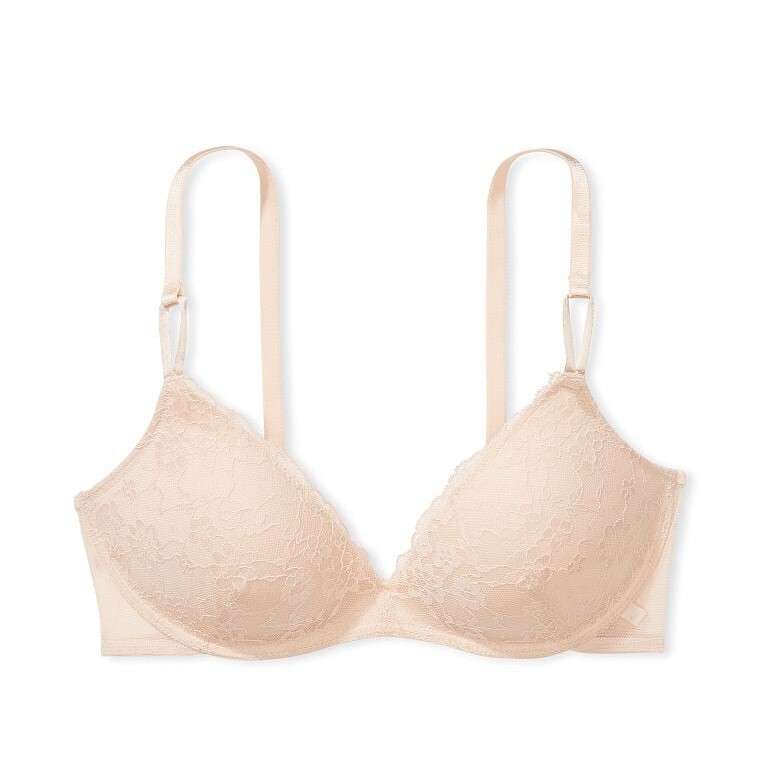 

Бюстгальтер Victoria's Secret Sexy Tee Posey Lace Wireless Push-Up, телесный