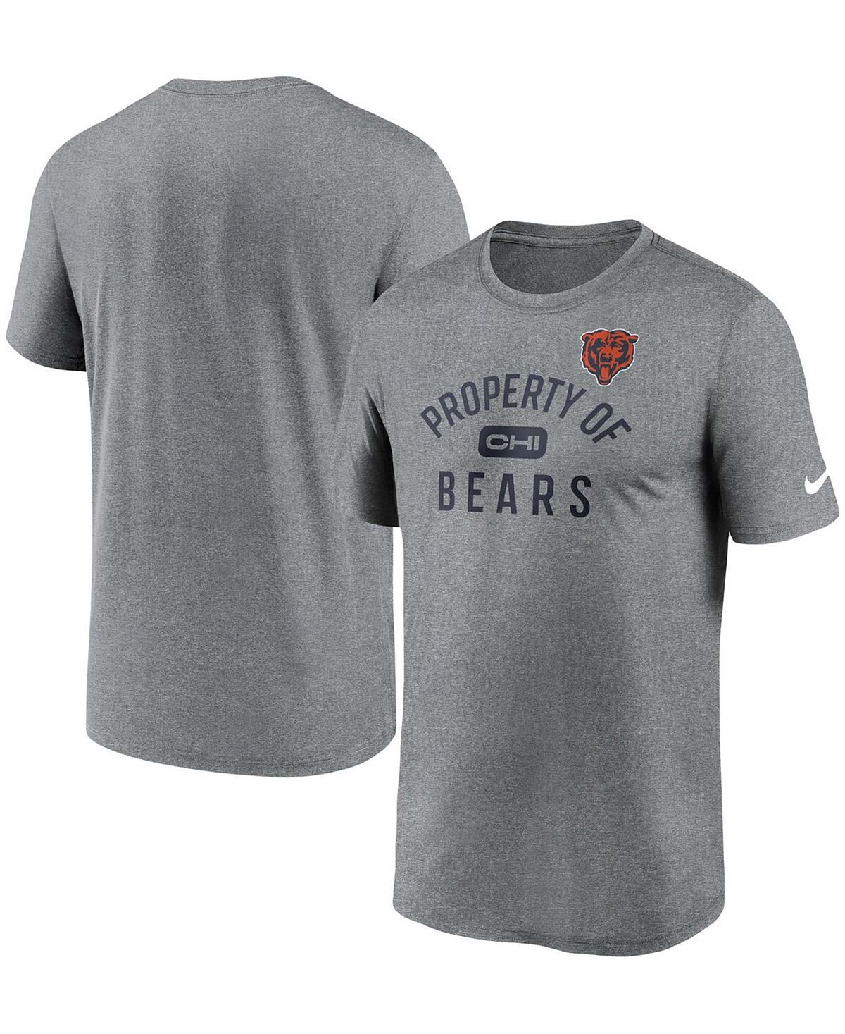 

Мужская футболка heathered charcoal chicago bears property of legend performance Nike, мульти