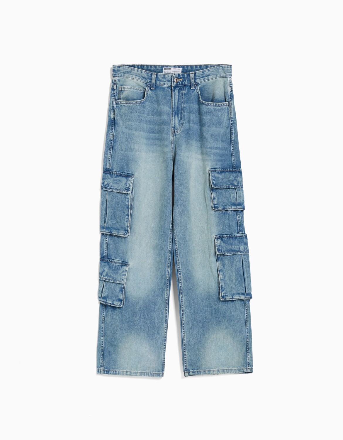 

Джинсы Bershka Multi-pocket Cargo, голубой