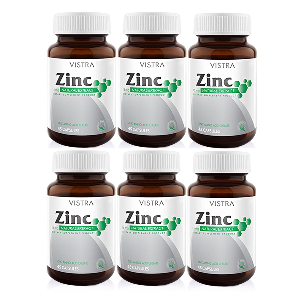 цена Пищевая добавка Vistra Zinc 15 мг, 6 банок по 45 таблеток